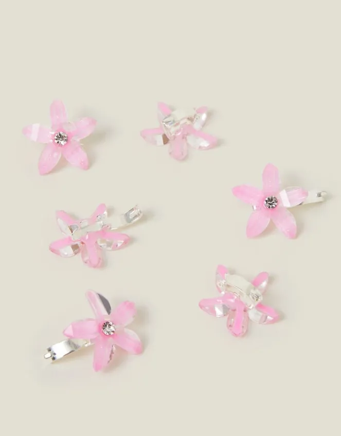 Accessorize 6-Pack Girls Mini Gem Flower Hair Clips