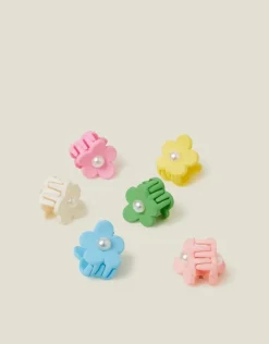 Accessorize 6-Pack Girls Mini Pearl Flower Claw Clips