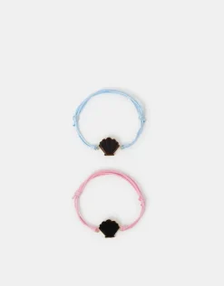 Accessorize 2-Pack Girls Shell Cord Mood Bracelets