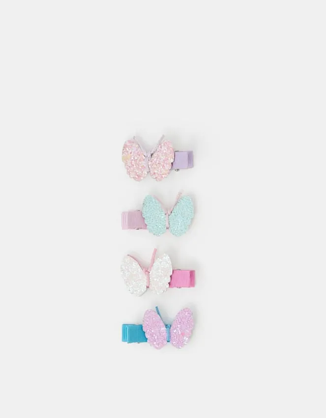 Accessorize 4-Pack Girls Sparkle Butterfly Hair Clips