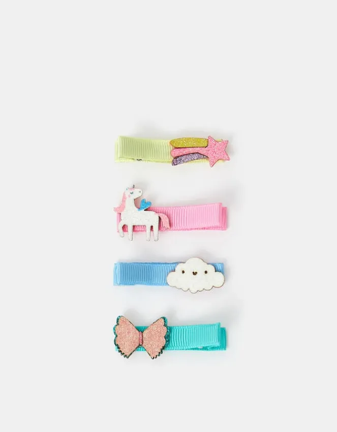 Accessorize 4-Pack Girls Unicorn Salon Hair Clips
