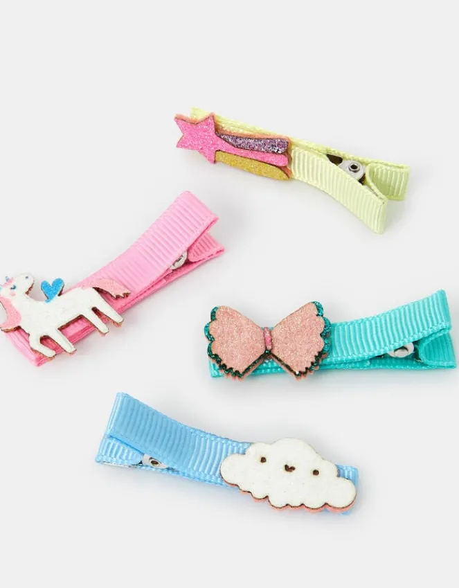 Accessorize 4-Pack Girls Unicorn Salon Hair Clips