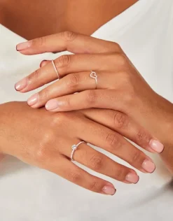 Accessorize 3-Pack Heart Gem Rings Silver