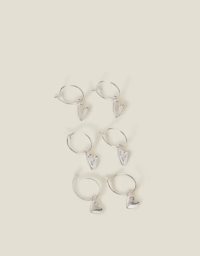 Accessorize 3-Pack Heart Hoop Earrings