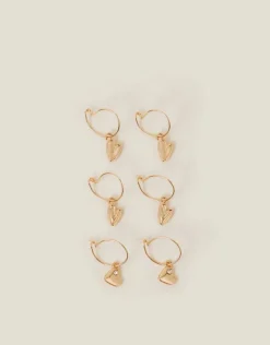 Accessorize 3-Pack Heart Hoop Earrings