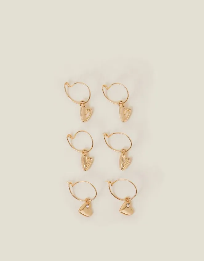 Accessorize 3-Pack Heart Hoop Earrings