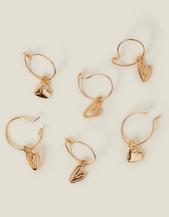 Accessorize 3-Pack Heart Hoop Earrings