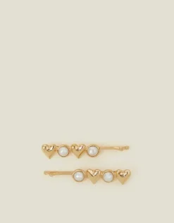Accessorize 2-Pack Heart Pearl Hair Slides