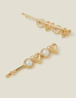 Accessorize 2-Pack Heart Pearl Hair Slides