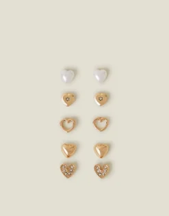 Accessorize 5-Pack Heart Stud Earrings