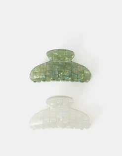 Accessorize 2-Pack Iridescent Tile Resin Claw Clips