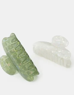 Accessorize 2-Pack Iridescent Tile Resin Claw Clips
