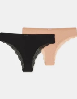 Accessorize 2-Pack Lace-Back Brazilian Briefs Multi