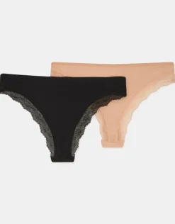 Accessorize 2-Pack Lace-Back Brazilian Briefs Multi