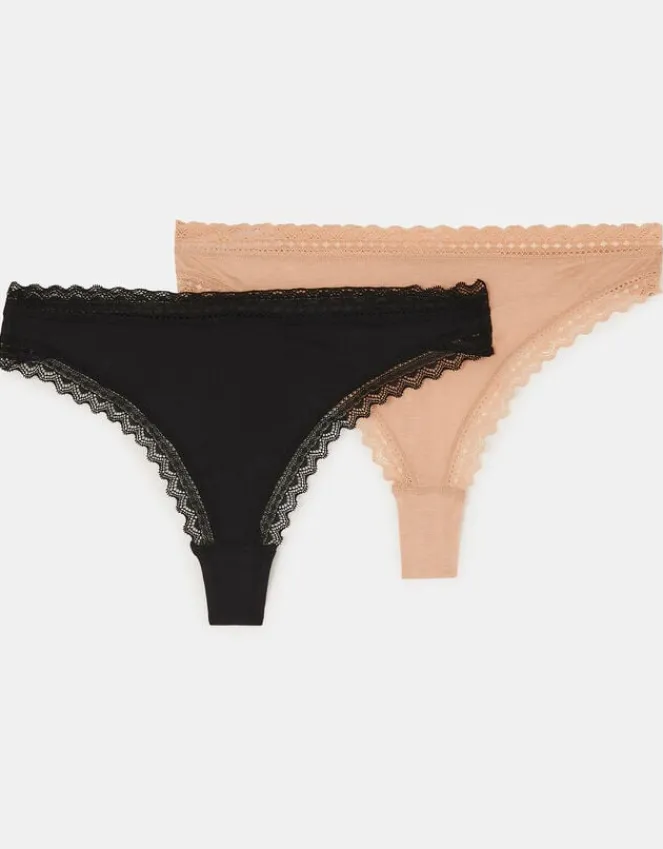 Accessorize 2-Pack Lace-Trim Thongs Multi