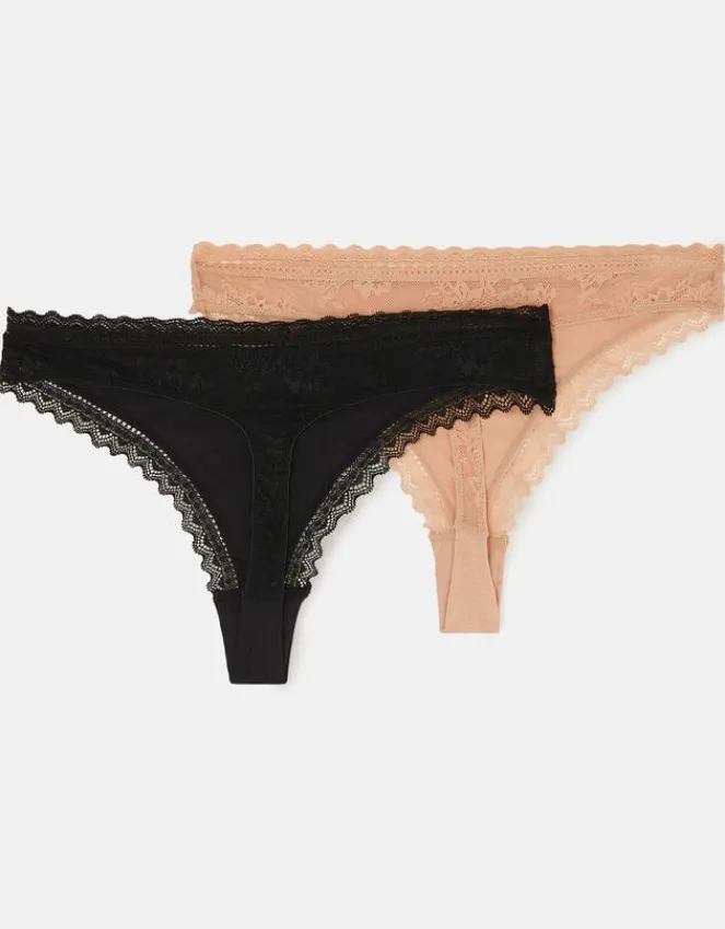 Accessorize 2-Pack Lace-Trim Thongs Multi