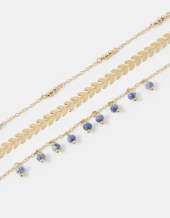 Accessorize 3-Pack Leaf Bead Charm Anklets