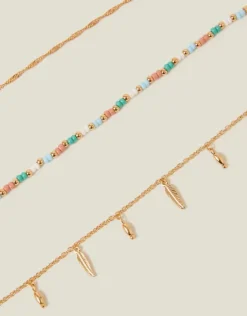 Accessorize 3-Pack Leaf Charm Anklets