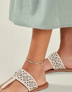 Accessorize 3-Pack Leaf Charm Anklets