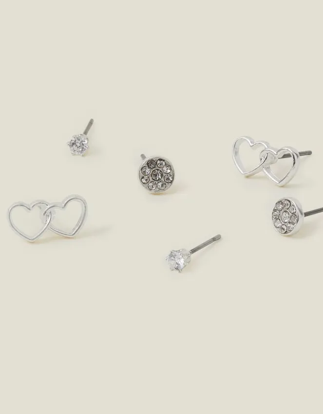 Accessorize 3-Pack Linked Heart Stud Earrings