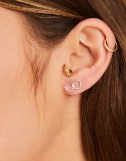 Accessorize 3-Pack Linked Heart Stud Earrings