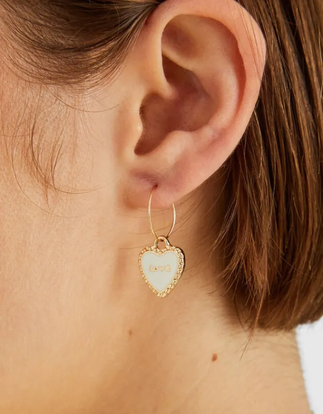Accessorize 3-Pack Love Charm Hoop Earrings