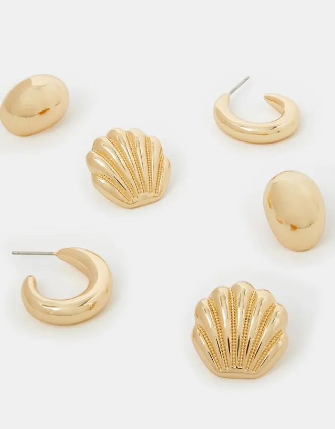 Accessorize 3-Pack Mermaid Stud and Hoop Earrings