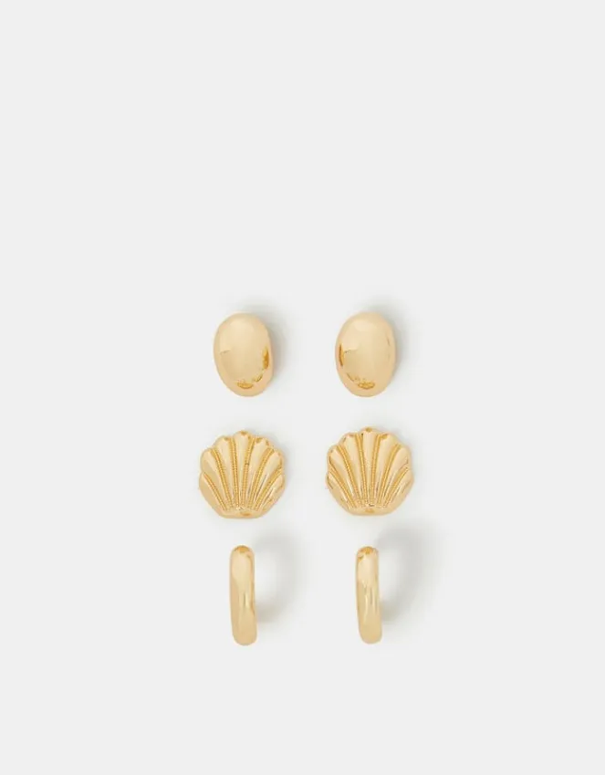 Accessorize 3-Pack Mermaid Stud and Hoop Earrings
