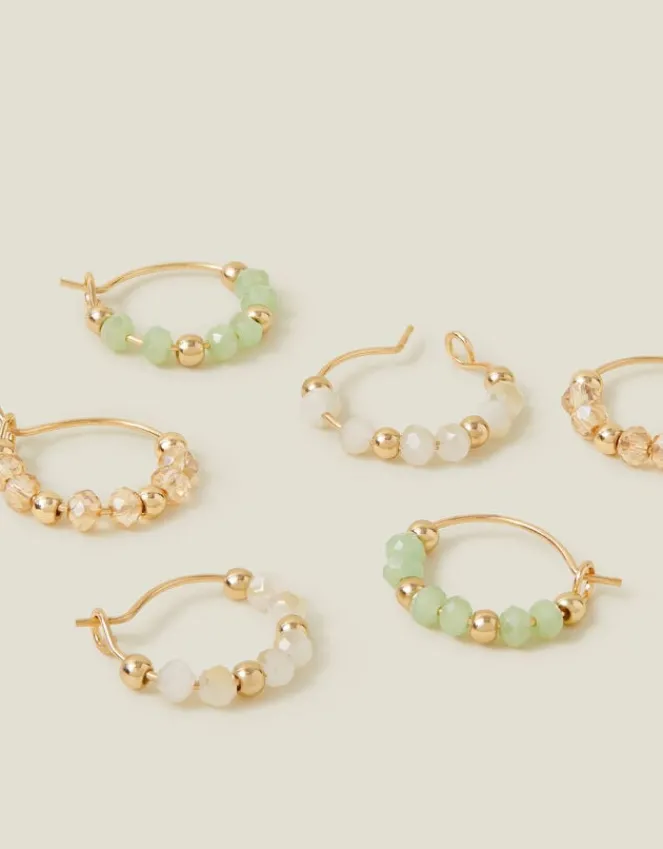 Accessorize 3-Pack Mini Facet Bead Hoop Earrings