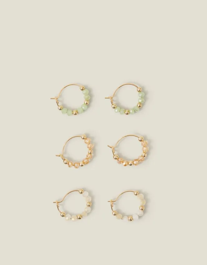 Accessorize 3-Pack Mini Facet Bead Hoop Earrings