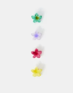 Accessorize 4-Pack Mini Tropical Flower Claw Clips