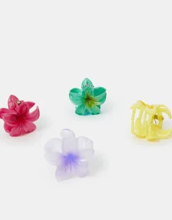 Accessorize 4-Pack Mini Tropical Flower Claw Clips