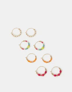 Accessorize 4-Pack Mix Bead Hoop Earrings