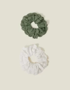 Accessorize 2-Pack Mix Broderie Hair Scrunchies