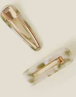 Accessorize 2-Pack Mix Marble Resin Salon Hair Clips