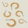 Accessorize 3-Pack Mix Texture Hoop Earrings Gold