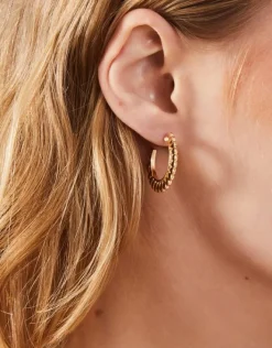 Accessorize 3-Pack Mix Texture Hoop Earrings Gold