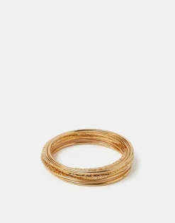 Accessorize 6-Pack Mixed Metal Bangles Gold