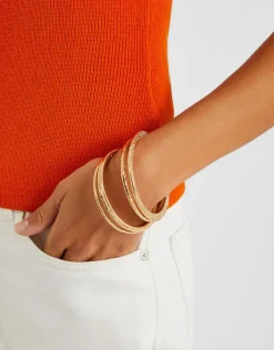 Accessorize 6-Pack Mixed Metal Bangles Gold
