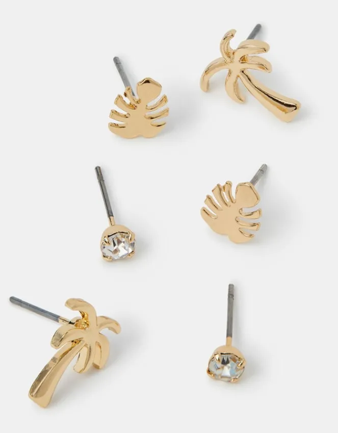 Accessorize 3-Pack Palm Stud Earrings