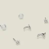 Accessorize 3-Pack Pave Moon Stud Earrings