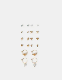 Accessorize 10-Pack Pearl Charm Stud & Hoop Earrings