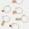 Accessorize 3-Pack Pineapple Gem Charm Hoop Earrings