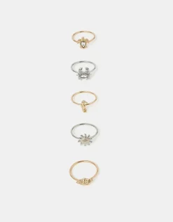 Accessorize 5-Pack Sea Friends Rings Gold