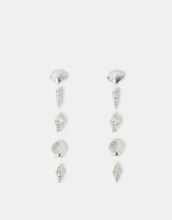 Accessorize 5-Pack Seashell Stud Earrings Silver