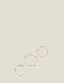 Accessorize 3-Pack Shell and Pearl Anklets