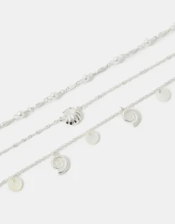 Accessorize 3-Pack Shell Charm Anklets