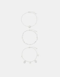 Accessorize 3-Pack Shell Charm Anklets