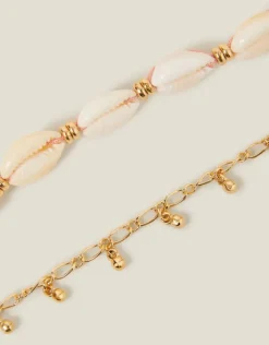Accessorize 2-Pack Shell Charm Anklets