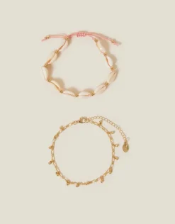 Accessorize 2-Pack Shell Charm Anklets